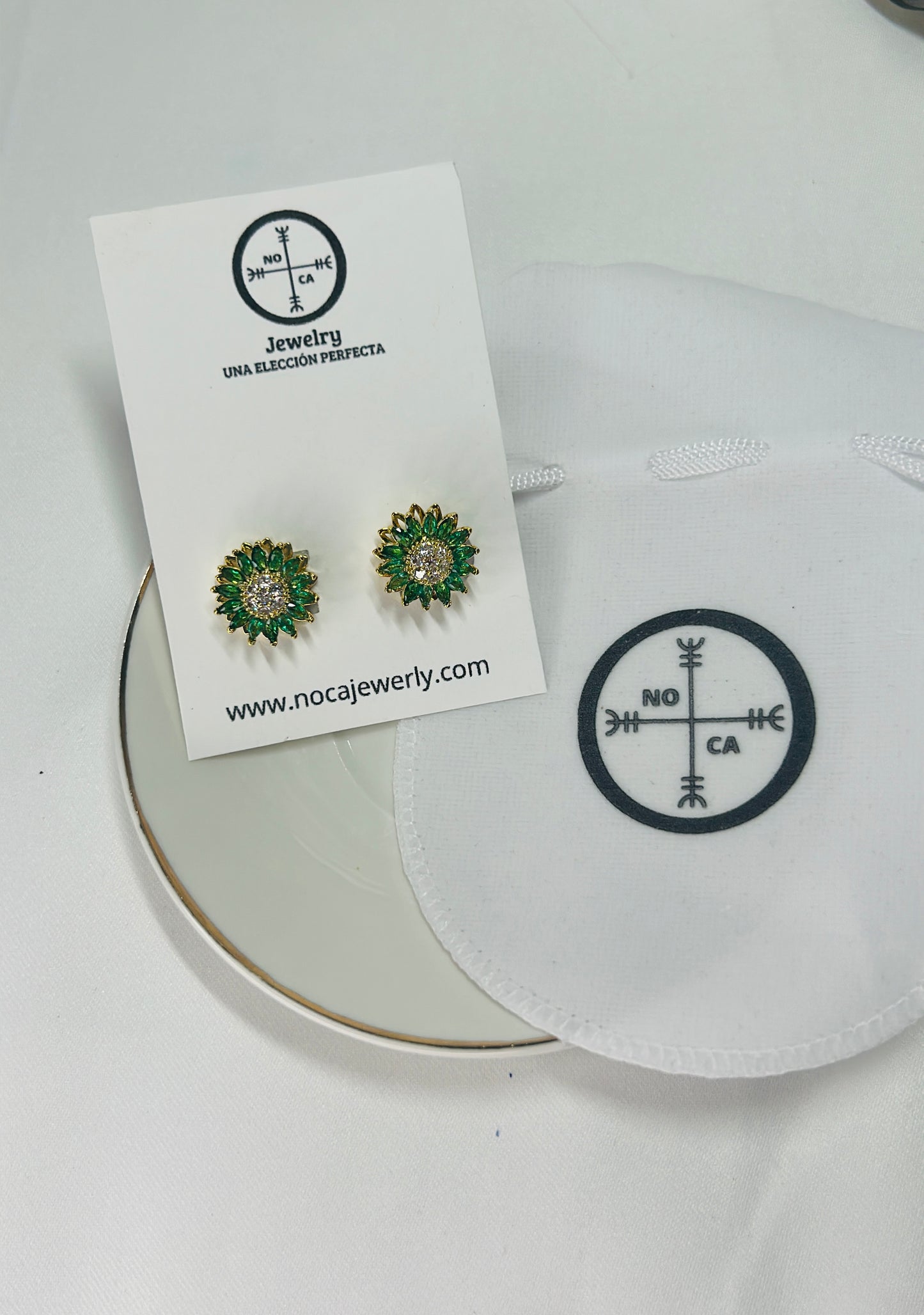 Girasol Verde Aretes