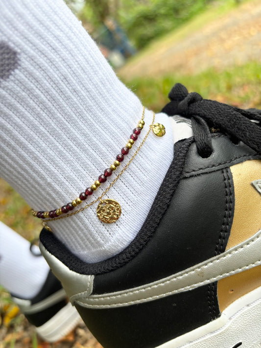 Garnert Stone Anklet Chain (Tobillera)