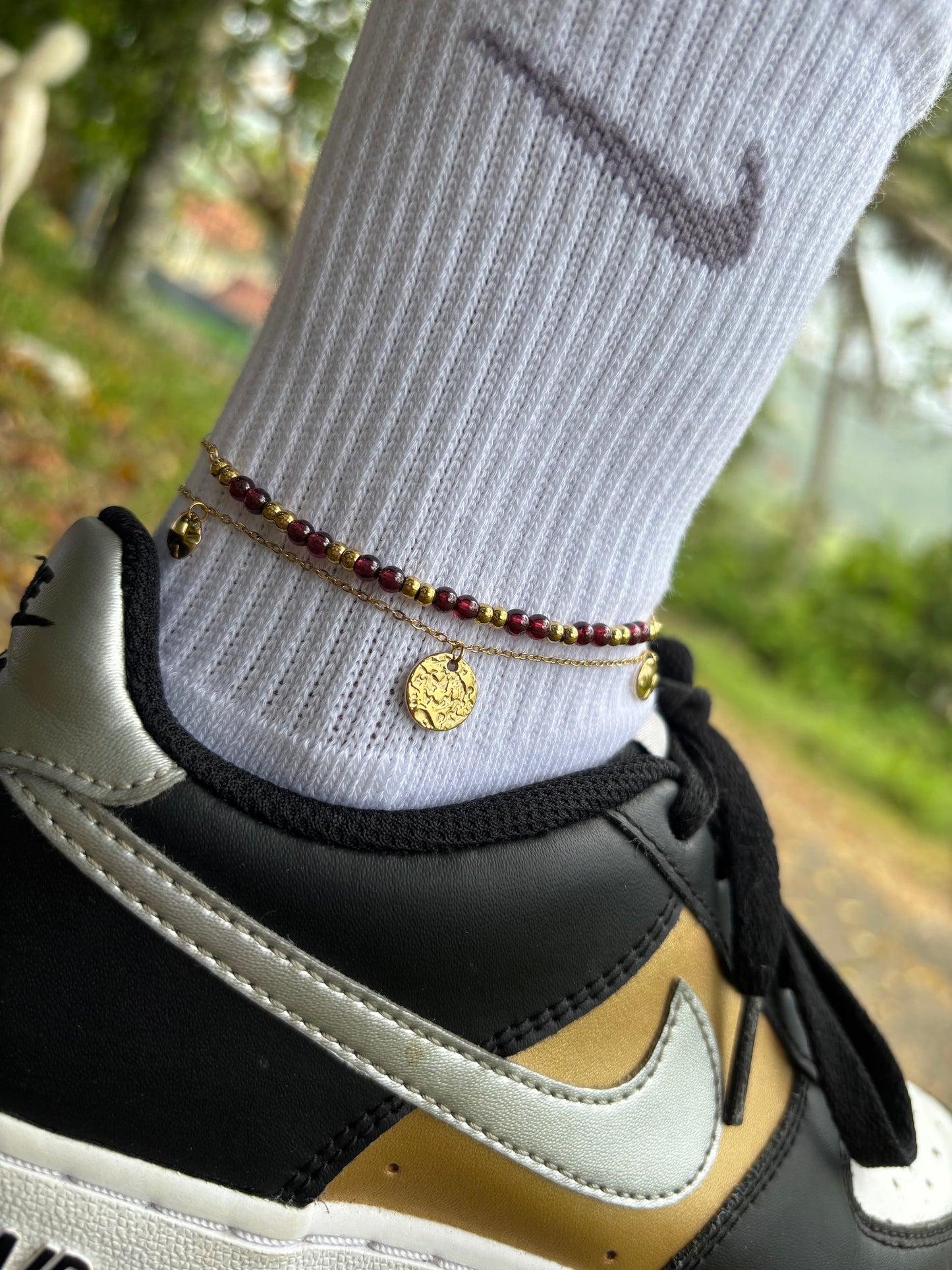 Garnert Stone Anklet Chain (Tobillera)